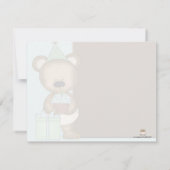 青いカップケーキくまのバースデーパーティ招待状 招待状 (裏面)