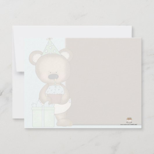 青いカップケーキくまのバースデーパーティ招待状 招待状 (裏面)