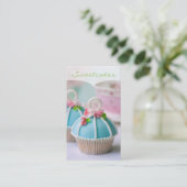 青いカップケーキのベーカリー 名刺 (スタンド正面)