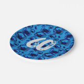 青いカニのパターン ペーパープレート (アングル)