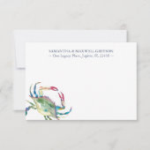 青いカニのパーソナライズされた文具 ノートカード (正面)