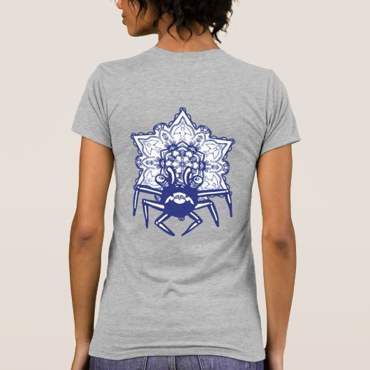 青いカニのモンスターデザイン Tシャツ (裏面)