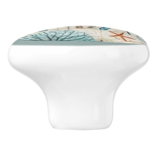 青いカニの海洋的装飾品の水彩画 セラミックノブ (側面)