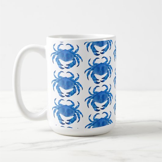 青いカニの甲殻類 コーヒーマグカップ (左)