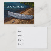 青いカヌーの絵画、ボートのレンタルビジネス 名刺 (正面/裏面)