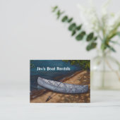 青いカヌーの絵画、ボートのレンタルビジネス 名刺 (スタンド正面)