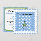 青いカバのカスタマイズ誕生日招待状 招待状 (正面/裏面)