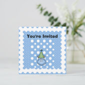 青いカバのカスタマイズ誕生日招待状 招待状 (スタンド正面)