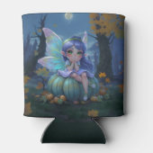 青いカボチャの上の可愛い妖精 缶クーラー (裏面)