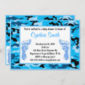 青いカムフラージュのベビーシャワー招待状 招待状 (正面/裏面)