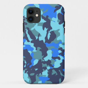 青いカムフラージュ iPhone 11 ケース