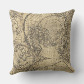 青いカメのイラストレーションの地図の沿岸蜂蜜色 クッション (裏面)