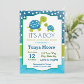 青いカメのベビーシャワー招待状 招待状 (スタンド正面)