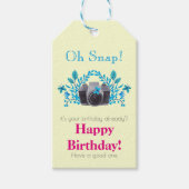 青いカメラ葉及び蝶誕生日 ギフトタグ (正面)