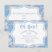 青いカモフラージュのベイビーシャワー 招待状 (正面/裏面)