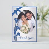 青いカラのユリのサンキューカードと写真 サンキューカード (スタンド正面)