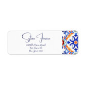 青いカラフルのメスペインのキシカンタラベラのタイル ラベル (正面)