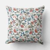 青いカラフルオレンジ色の花 クッション (正面)