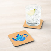 青いカラフルティーポットの水色 コースター (右側)