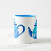 青いカラフルティーポットの水色 ツートーンマグカップ (中央)