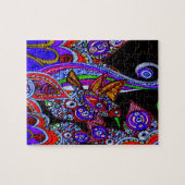 青いカラフルハミングバード ジグソーパズル (横)