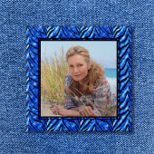 青いカラフルフォトフレームボタン 缶バッジ