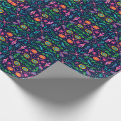 青いカラフルボホ/国の柄の贈り物 ラッピングペーパー (角)