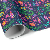 青いカラフルボホ/国の柄の贈り物 ラッピングペーパー (ロールコーナー)