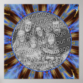 青いカラフル抽象芸術フレーム自分の写真を作成 ポスター (正面)