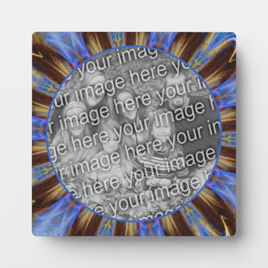 青いカラフル抽象芸術自分の写真を作成 フォトプラーク (正面)