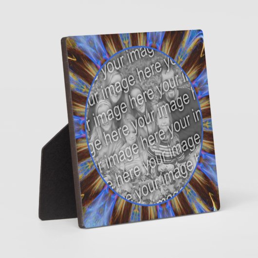青いカラフル抽象芸術自分の写真を作成 フォトプラーク (正面)