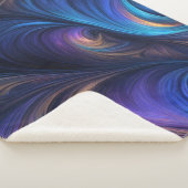 青いカラフル旋回パターン シェルパブランケット (3/4)