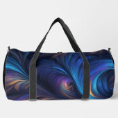 青いカラフル旋回パターン ダッフルバッグ (正面)
