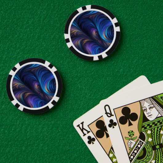 青いカラフル旋回パターン ポーカーチップ (ポーカーテーブル (ダブル))