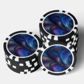 青いカラフル旋回パターン ポーカーチップ (積み重ね)