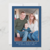 青いカラフル格子模様のクリスマス シーズンカード (正面)