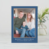 青いカラフル格子模様のクリスマス シーズンカード (スタンド正面)