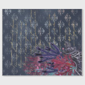 青いカラフル海藻と魚 ラッピングペーパー (フラット)