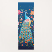 青いカラフル緑のオレンジ色の羽毛の孔雀 ヨガマット (正面)