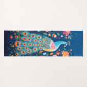 青いカラフル緑のオレンジ色の羽毛の孔雀 ヨガマット (正面(横))