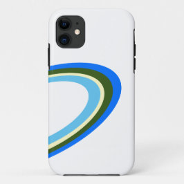 青いカラフル緑のリングや輪を鮮明な白に iPhone 11 ケース