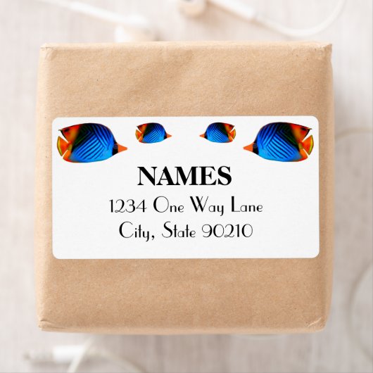 青いカラフル魚 ラベル (インサイチュ)