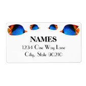 青いカラフル魚 ラベル (正面)