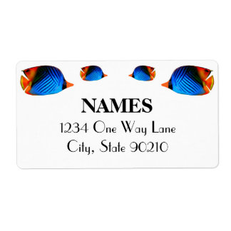 青いカラフル魚 ラベル