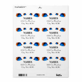 青いカラフル魚 ラベル (フルシート)