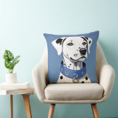 青いカラーを着たダルマチアの犬 クッション (椅子)