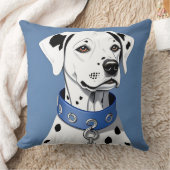 青いカラーを着たダルマチアの犬 クッション (ブランケット)