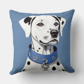 青いカラーを着たダルマチアの犬 クッション (裏面)