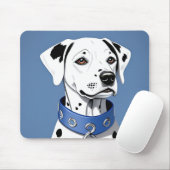 青いカラーを着たダルマチアの犬 マウスパッド (マウス)