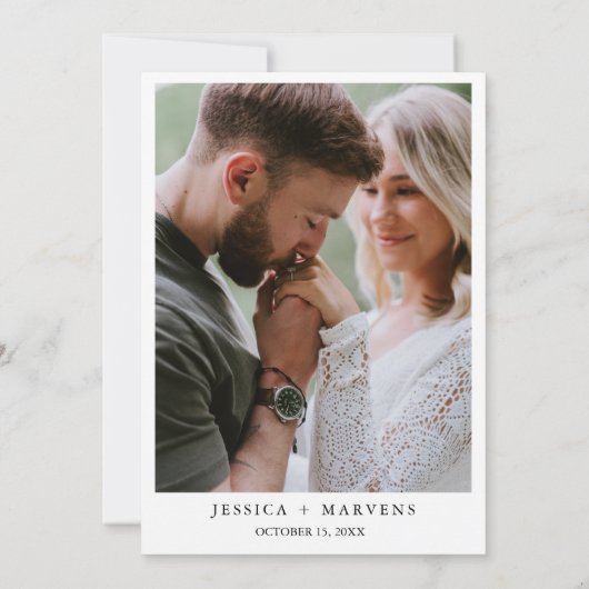 青いカレン地中海のダーの写真なし日付の保存 招待状 (裏面)